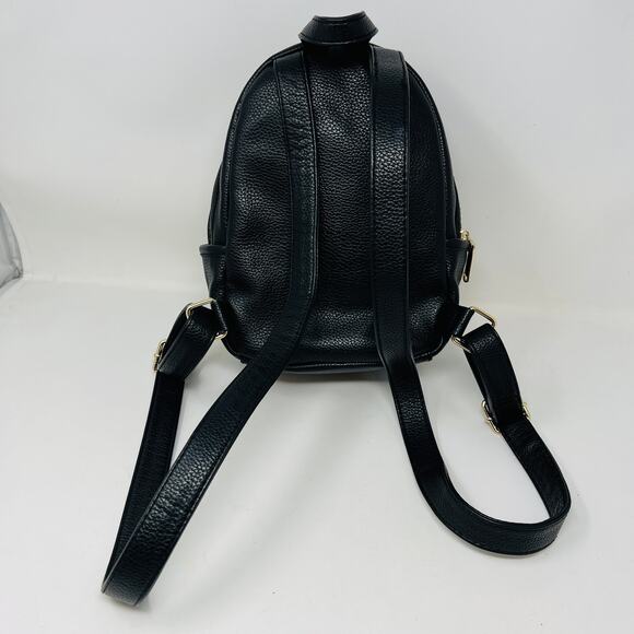Steve Madden Vegan Pebble Leather Mini Backpack Black Gold - Picture 4 of 10